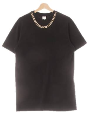 h&m 블랙 면 골드체인롱반팔티