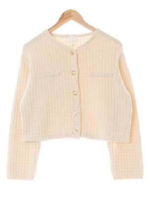 h&m 아이보리 면혼방 골드버튼세미크롭가디건