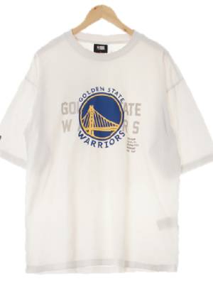 NBA 화이트 프린팅 면 반팔골든스테이트워리어티