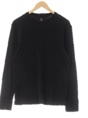 h&m 블랙 면혼방 크루넥와플베이직티