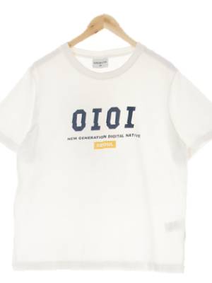 오아이오아이 화이트 프린팅 면 반팔티