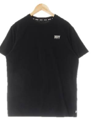 dkny 블랙 면혼방 실리콘로고반팔티