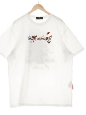 artistwear 화이트 프린팅 면 레터링플라워반팔티