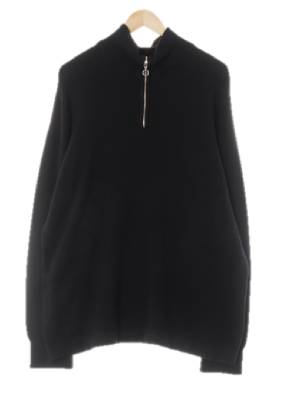 h&m 블랙 모달혼방 하이넥링고리반집업니트