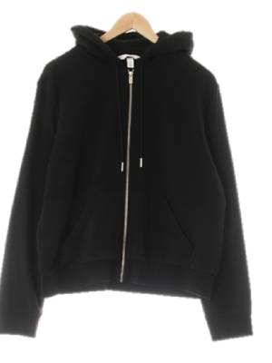 h&m 블랙 면혼방 포켓웜후드집업