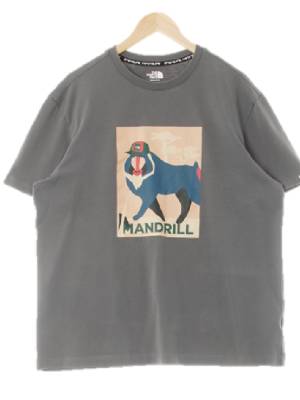 노스페이스 그레이 프린팅 면혼방 MANDRILL라운드넥반팔티