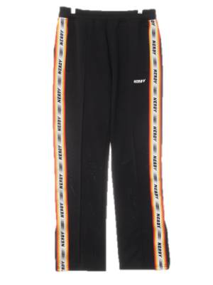 널디 블랙 절개라인배색로고띠트랙팬츠