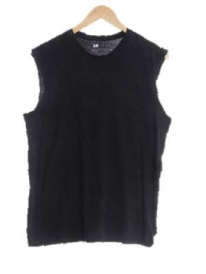 h&m 블랙 면혼방 오버로크민소매티