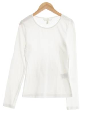 h&m 화이트 면혼방 라운드베이직긴팔티셔츠