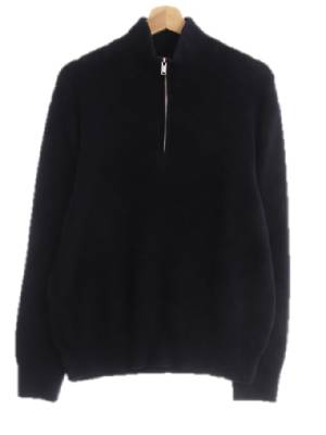 h&m 네이비 잔케이블패턴 면 하프집업스웨터
