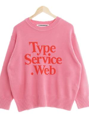 typeservice 핫핑크 면혼방 라운드넥스웨터