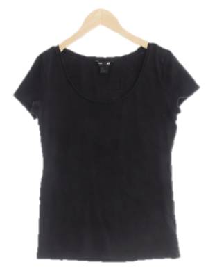 h&m 블랙 면혼방 베이직반팔티셔츠