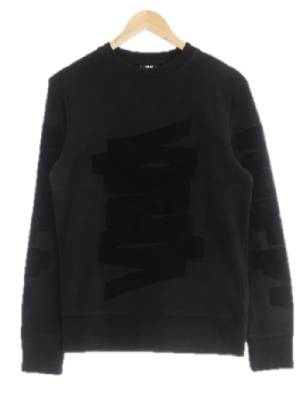 h&m 블랙 프린팅 면 패치크루스웨트셔츠