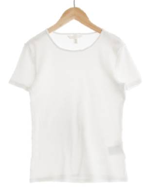 h&m 화이트 면혼방 골지슬림반팔티