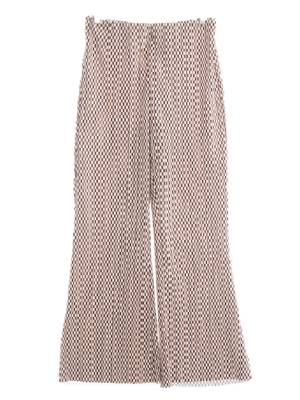 h&m 베이지블랙 스퀘어스트라이프 핀턱와이드팬츠