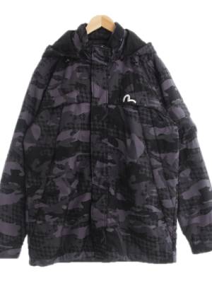 evisu 블랙 밀리터리 후드패딩점퍼