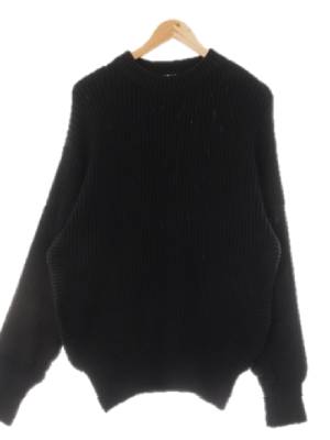 knitted 블랙 케이블패턴 면 크루넥스웨터