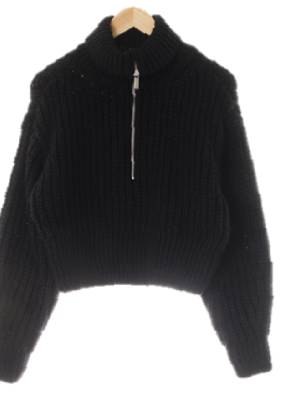 h&m 블랙 꽈배기패턴 울혼방 하프집업크롭터틀넥스웨터