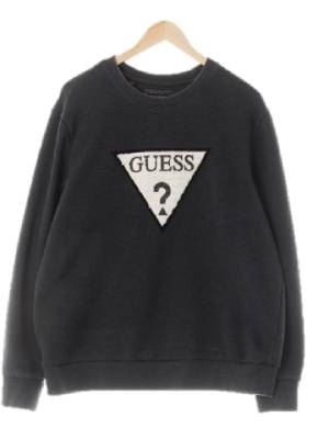 Guess 다크차콜그레이 면혼방 글리터퍼빅로고맨투맨