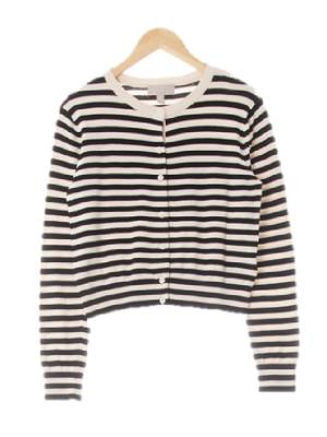h&m 아이보리블랙 시보리라운드숏가디건