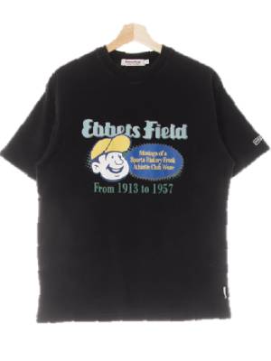 ebbetsfield 블랙 프린팅 면 캡보이레터링반팔티