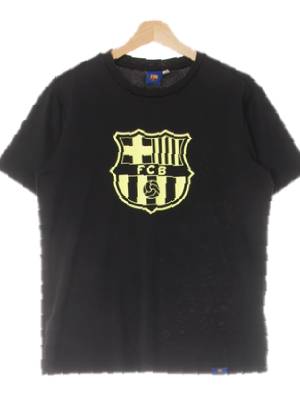 fcb 블랙 프린팅 형광빅로고저지반팔티