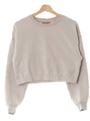 h&m 라이트베이지 면혼방 드롭숄더밴딩크롭맨투맨