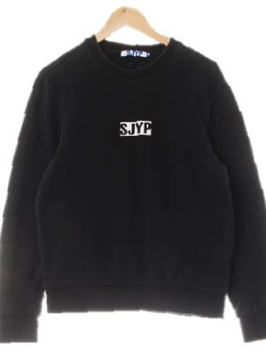 sjyp 블랙 면 중앙로고스웨트셔츠