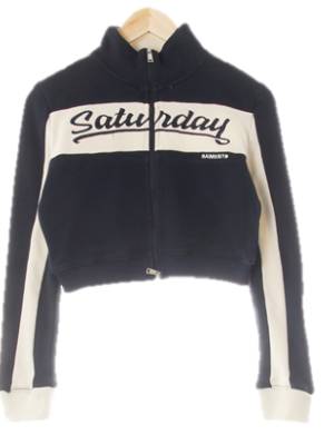 raiment 네이비라이트베이지 면혼방 Saturday크롭집업 