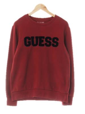 Guess 레드페어 면혼방 벨벳빅로고기모맨투맨