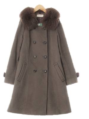 bcbg 모브토프그레이 앙고라혼방 퍼카라더블버튼롱코트 