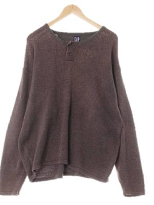 gap 프로스트그레이 면혼방 투버튼헨리넥니트