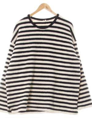 h&m 블랙타피오카베이지 스트라이프 면혼방 부클라운드스웨터