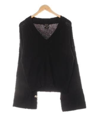 마시모두띠 블랙 와이드소매브이넥루즈니트 