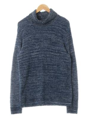 h&m 블루네이비 면혼방 터틀넥보카시롱니트 