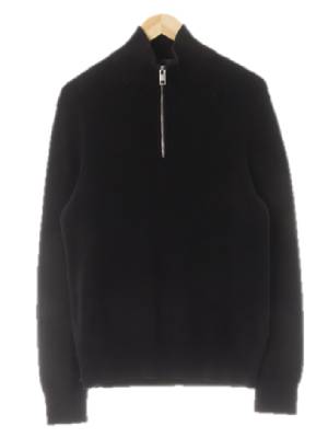 h&m 블랙 면 하이넥반집업골지니트 