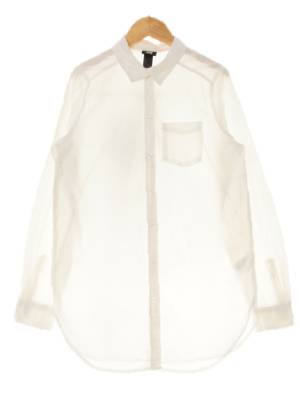 h&m 화이트 면 포켓박스플리츠롱셔츠 