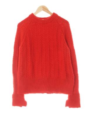 h&m 레드 울혼방 레글런니팅슬릿스웨터