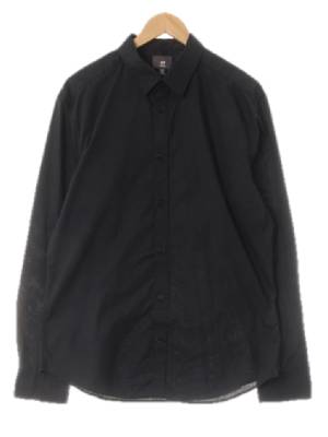 h&m 블랙 면혼방 이지아이론심플셔츠