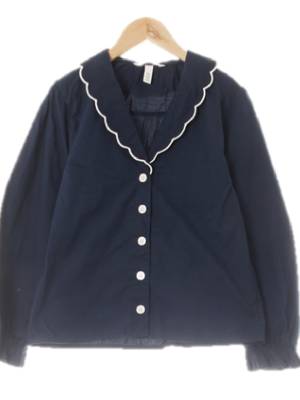 h&m 네이비 면 물결카라소매셔링블라우스