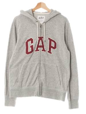 gap 멜란지그레이 면 배색빅패치로고후드집업