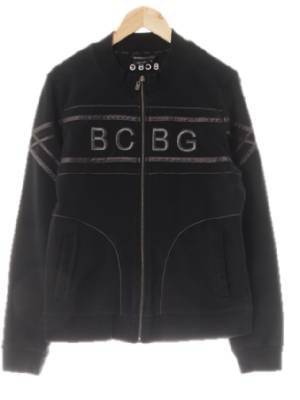 bcbg 블랙 면혼방 글리터엠보자수로고집업