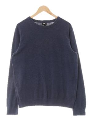 h&m 네이비 면 라운드넥시보리니트 