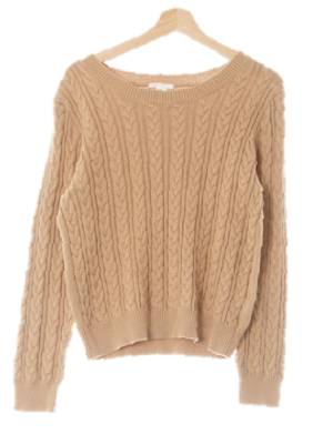 h&m 아몬드버프딥베이지 케이블패턴 면혼방 라운드넥베이직스웨터 