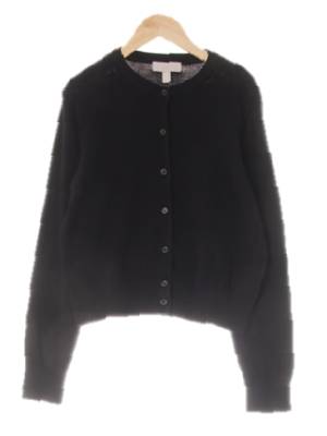 h&m 블랙 비스코스혼방 라운드넥심플니트가디건 