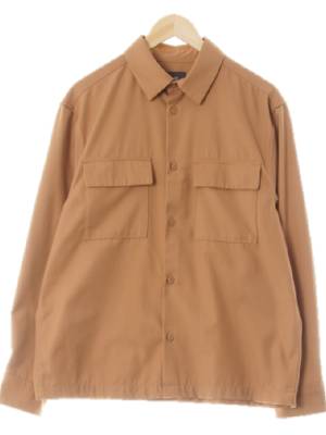 h&m 토피베이지 비스코스혼방 미니멀투포켓셔츠