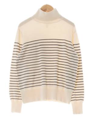 h&m 아이보리 스트라이프 롱시보리터틀니트