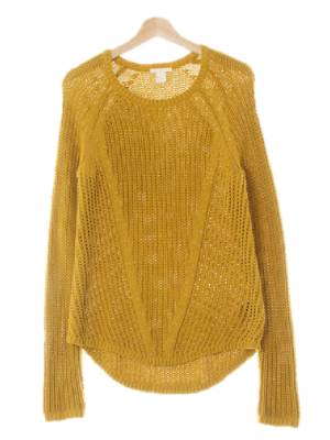 h&m 다크머스터드 면혼방 레글런니팅언발니트