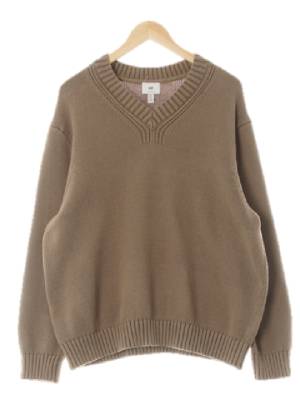 h&m 모카 면 브이넥도톰니트