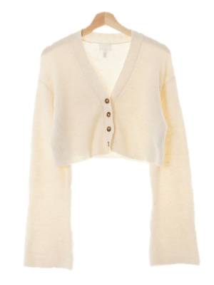 h&m 아이보리 울혼방 루즈핏크롭소프트가디건